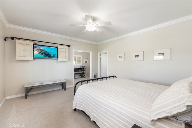 41559 Floyd Ct, Temecula, CA 92592 - bedroom featuring ornamental molding, light carpet, and a ceiling fan