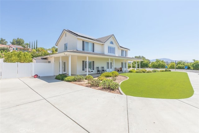 41559 Floyd Ct, Temecula, CA 92592 - farmhouse inspired home with roof mounted solar panels, covered porch, and concrete driveway
