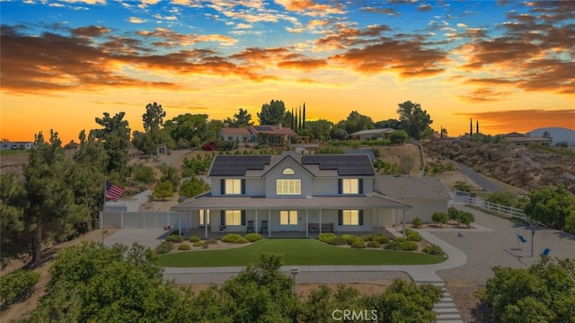 41559 Floyd Ct, Temecula, CA 92592 - view of front of property featuring solar panels, a porch, and a tile roof