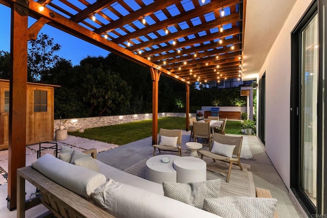 5530 Candlelight Dr, La Jolla, CA 92037 - view of patio / terrace featuring an outdoor living space, outdoor dining area, and a pergola