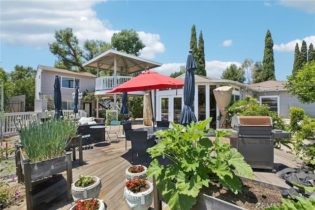 2211 N Moody Ave, Fullerton, CA 92831 - deck with a grill, french doors, and outdoor dining area