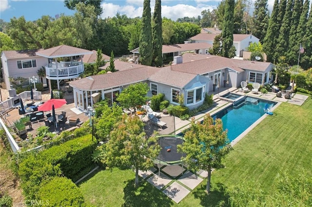 2211 N Moody Ave, Fullerton, CA 92831 - aerial view of property and surrounding area featuring a pool