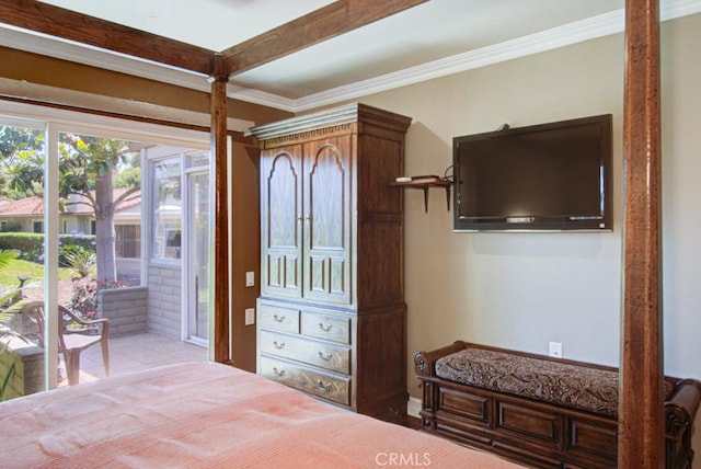5521 Via La Mesa Unit C, Laguna Woods, CA 92637 - bedroom featuring ornate columns and ornamental molding