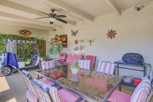 5521 Via La Mesa Unit C, Laguna Woods, CA 92637 - view of patio featuring outdoor dining area and ceiling fan
