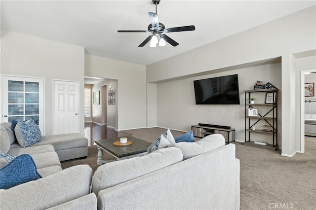 31969 Frontier Manor St, Menifee, CA 92584 - carpeted living area with ceiling fan and baseboards