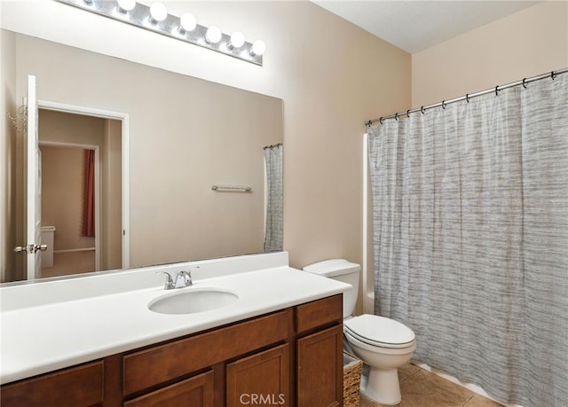 31969 Frontier Manor St, Menifee, CA 92584 - full bath with vanity, tile patterned flooring, and a shower with shower curtain
