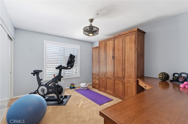 611 Del Dios, San Clemente, CA 92672 - workout room featuring baseboards and light carpet