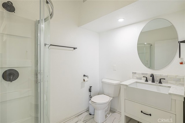 5808 Monterey Pl, Palmdale, CA 93552 - bathroom featuring marble finish floors, vanity, and a shower stall