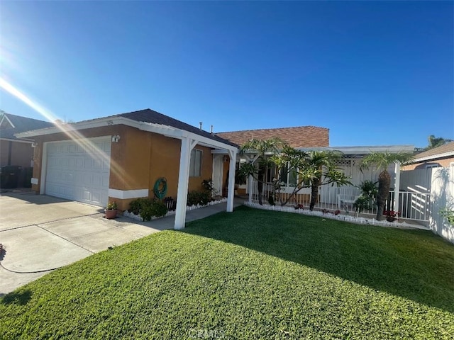 14194 Old Field Ave, Fontana, CA 92337 - view of front of property with an attached garage, stucco siding, and concrete driveway