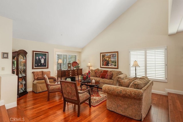 28606 Vista Ladera, Laguna Niguel, CA 92677 - living room with hardwood / wood-style flooring and high vaulted ceiling