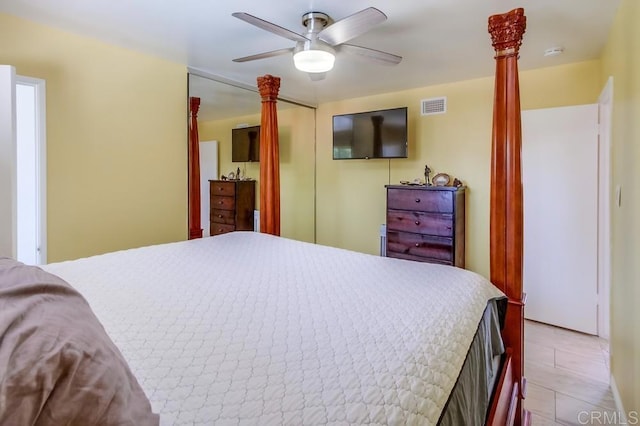 3018 Thunder Dr, Oceanside, CA 92056 - tiled bedroom featuring ceiling fan