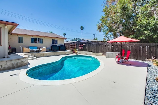 3018 Thunder Dr, Oceanside, CA 92056 - view of swimming pool with a patio area, a fenced backyard, and grilling area