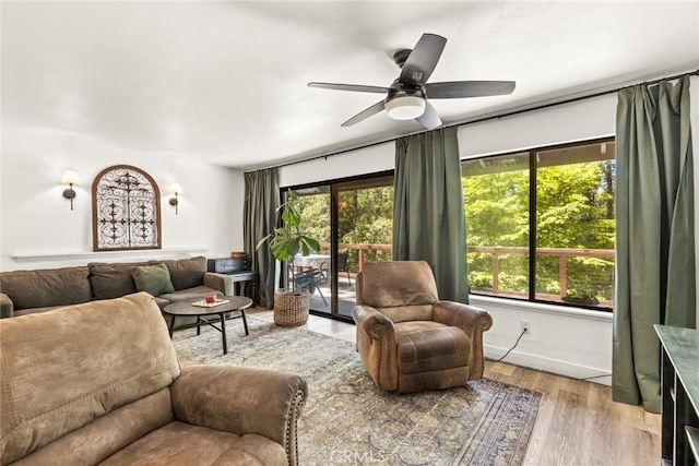 4934 Tippitoe Ln, Forest Ranch, CA 95942 - living room featuring light wood-style floors and ceiling fan