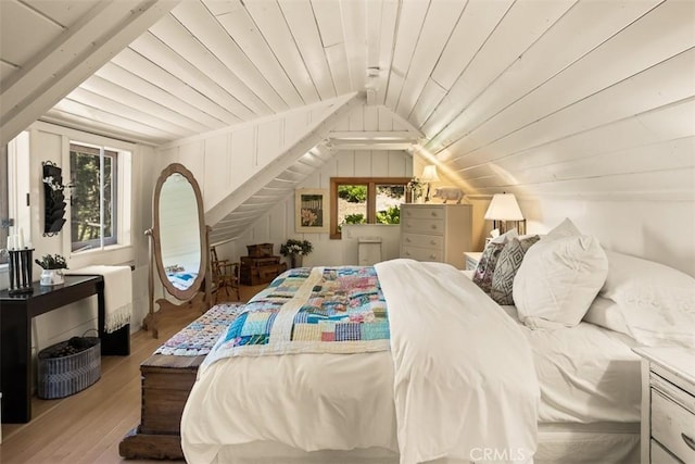 433 Milburn Rd, Lake Arrowhead, CA 92352 - bedroom featuring lofted ceiling, wood finished floors, and wood ceiling
