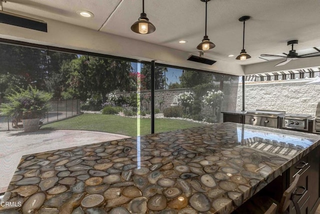 13305 San Simeon Ave, Bakersfield, CA 93314 - view of patio / terrace featuring a ceiling fan and exterior kitchen