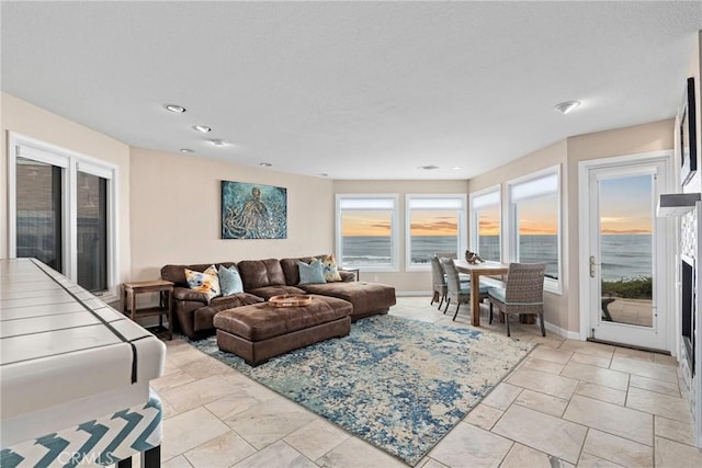 9229 Balboa Ave Unit 4, San Simeon, CA 93452 - living area with stone tile flooring and recessed lighting