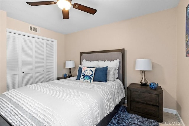 9229 Balboa Ave Unit 4, San Simeon, CA 93452 - bedroom with a closet and a ceiling fan