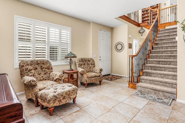 11337 Vista Elevada, San Diego, CA 92131 - sitting room featuring stairway and light tile patterned flooring