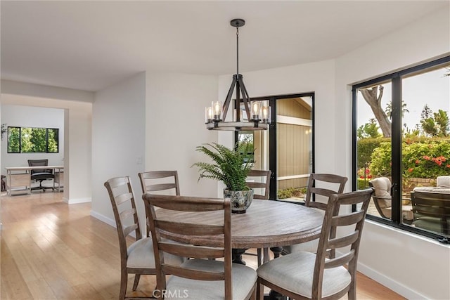125 Park Pl, Pismo Beach, CA 93449 - dining area featuring a chandelier, light wood finished floors, and a desk