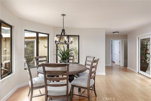 125 Park Pl, Pismo Beach, CA 93449 - dining room featuring light wood-style floors and a chandelier