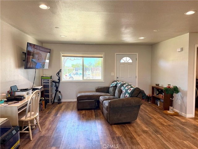 2048 10th St, Oroville, CA 95965 - living room with wood finished floors, recessed lighting, and an office area