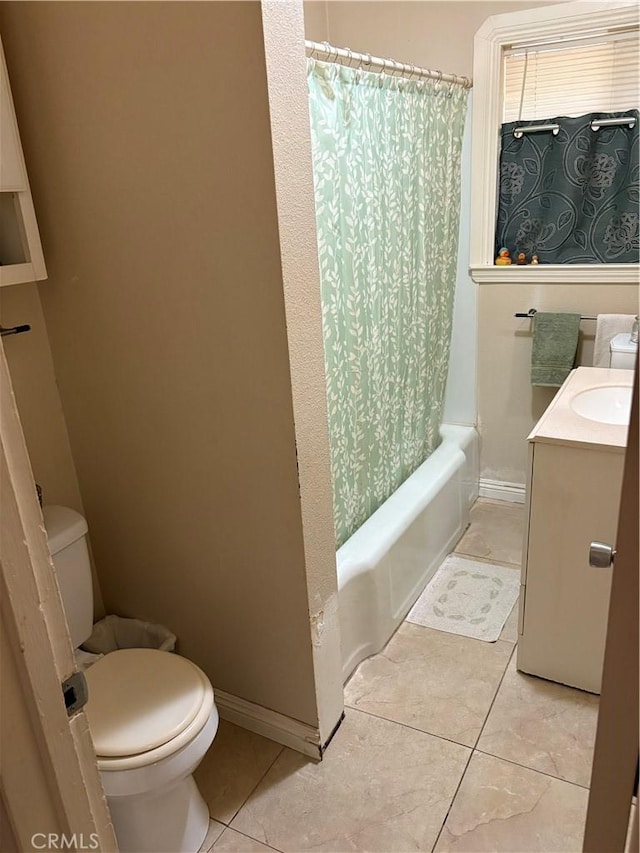 2048 10th St, Oroville, CA 95965 - full bath featuring tile patterned flooring, vanity, and shower / bathtub combination with curtain