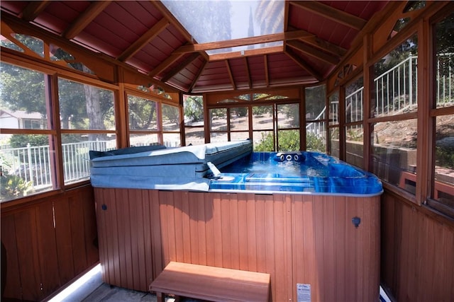 2509 Euclid E, Upland, CA 91784 - sunroom / solarium featuring a hot tub and lofted ceiling