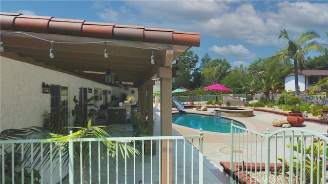 2509 Euclid E, Upland, CA 91784 - view of pool with a water slide, a patio area, and a pool with connected hot tub