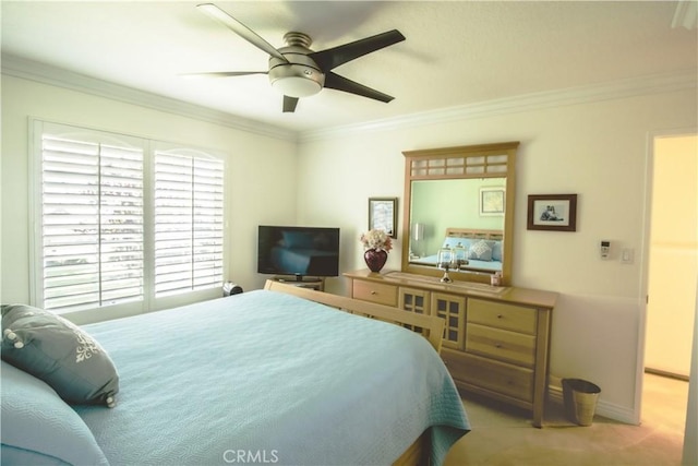 2509 Euclid E, Upland, CA 91784 - carpeted bedroom featuring crown molding and ceiling fan