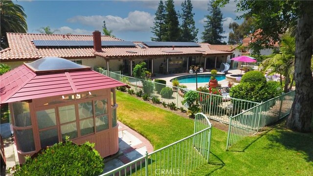 2509 Euclid E, Upland, CA 91784 - view of pool with a fenced backyard, a water slide, and a patio area