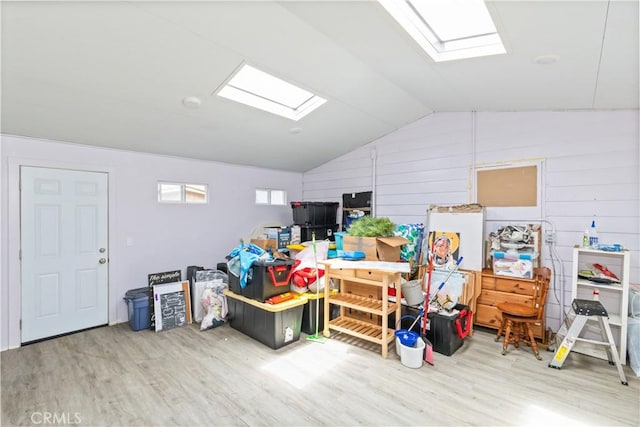 971 Ramona Ave, Los Osos, CA 93402 - misc room featuring wood finished floors, a skylight, and lofted ceiling