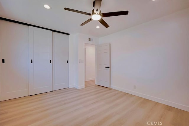 1810 N 2nd Ave, Upland, CA 91784 - unfurnished bedroom with wood finished floors, a closet, recessed lighting, and ceiling fan