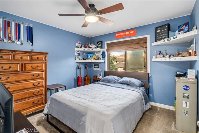 2575 Palomino Dr, Acton, CA 93510 - carpeted bedroom featuring baseboards and a ceiling fan
