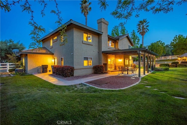 2575 Palomino Dr, Acton, CA 93510 - rear view of property with a chimney, stucco siding, a pergola, and a patio area