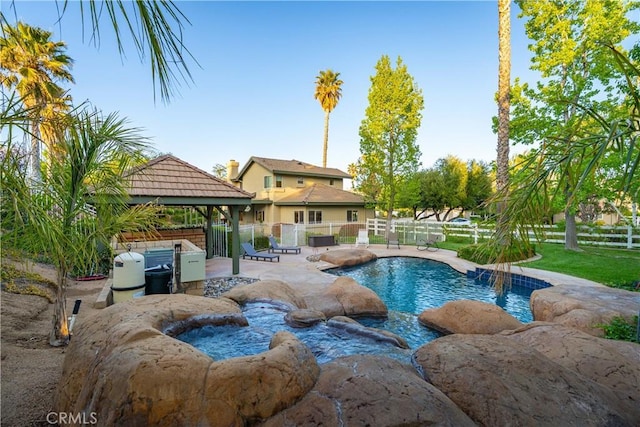 2575 Palomino Dr, Acton, CA 93510 - view of swimming pool with a gazebo and a patio