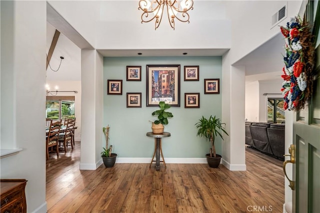 2575 Palomino Dr, Acton, CA 93510 - foyer featuring a chandelier and hardwood / wood-style flooring
