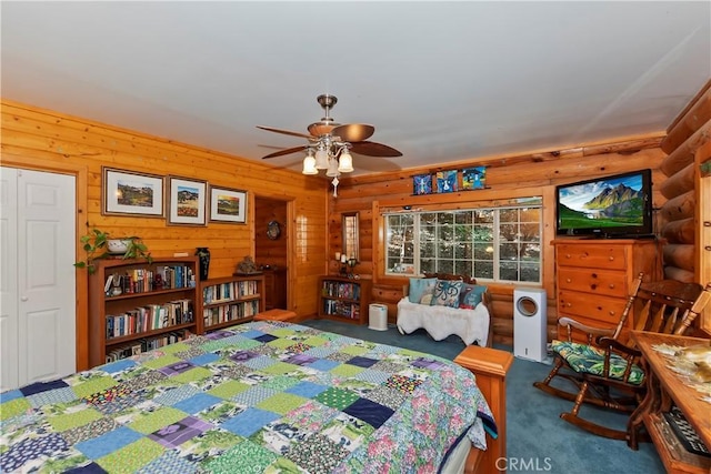 1415 Manzanita Way, Lake Arrowhead, CA 92352 - bedroom featuring carpet floors and log walls