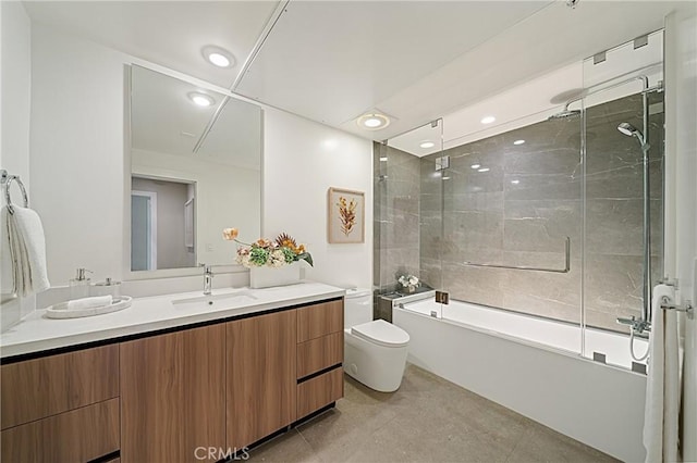 39 S Los Robles Ave Unit 6010, Pasadena, CA 91101 - bathroom with vanity, shower / bath combination with glass door, and recessed lighting