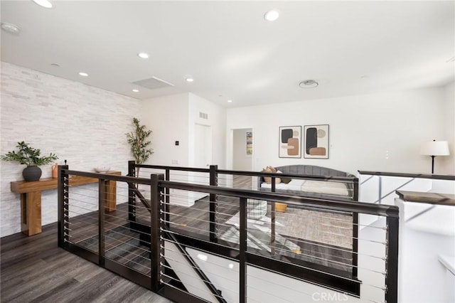 26 Prominence, Lake Forest, CA 92630 - corridor with an upstairs landing, wood finished floors, and recessed lighting