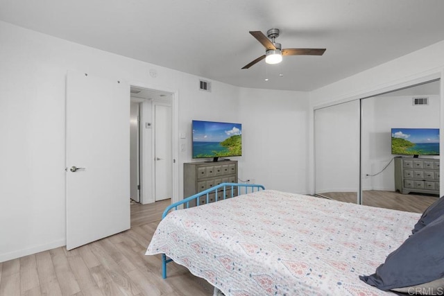 803 S Pacific St Unit 1, Oceanside, CA 92054 - bedroom featuring wood finished floors, a closet, and a ceiling fan
