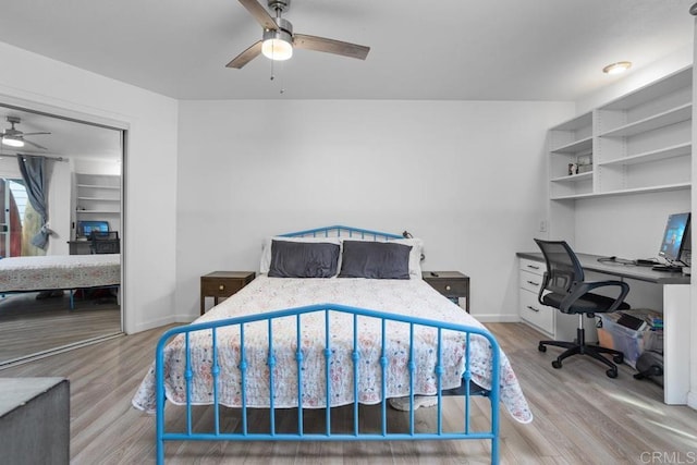 803 S Pacific St Unit 1, Oceanside, CA 92054 - bedroom featuring an office area, wood finished floors, and a ceiling fan