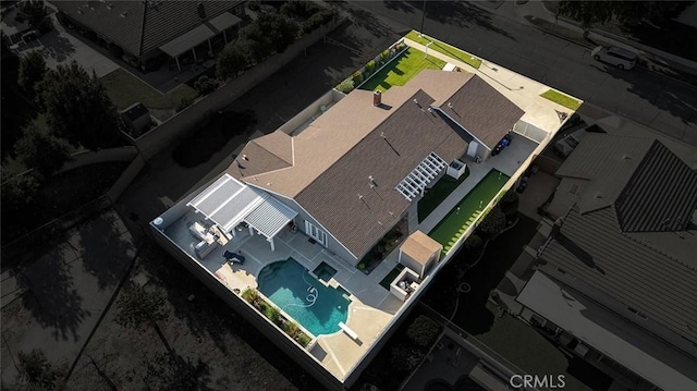 1092 Deborah St, Upland, CA 91784 - aerial overview of property's location featuring a pool area and property boundaries highlighted