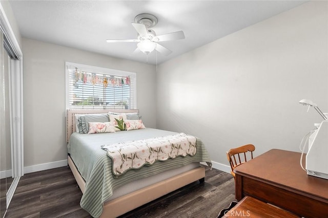 1092 Deborah St, Upland, CA 91784 - bedroom with dark wood-style floors, a closet, and a ceiling fan