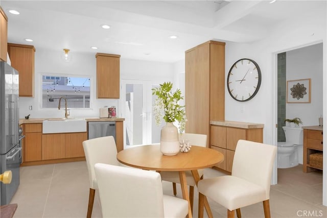 313 14th St, Seal Beach, CA 90740 - dining space with light tile patterned flooring and recessed lighting