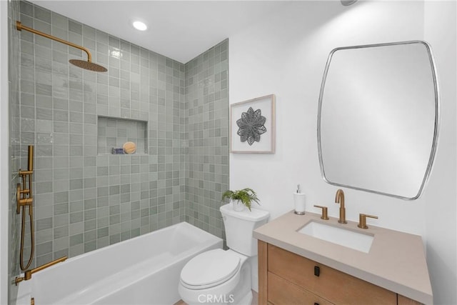 313 14th St, Seal Beach, CA 90740 - bathroom with vanity, bathing tub / shower combination, and recessed lighting