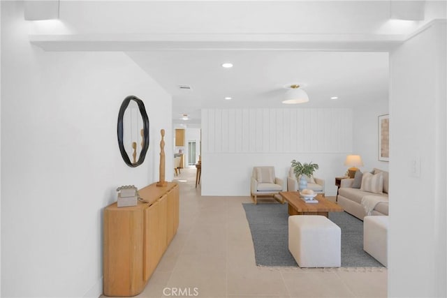 313 14th St, Seal Beach, CA 90740 - living room featuring light tile patterned flooring and recessed lighting