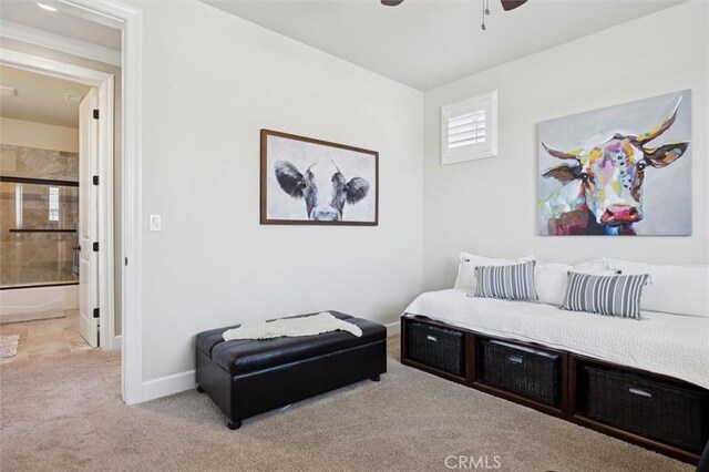 3032 Cortuna Dr, San Luis Obispo, CA 93401 - sitting room featuring a ceiling fan and carpet flooring
