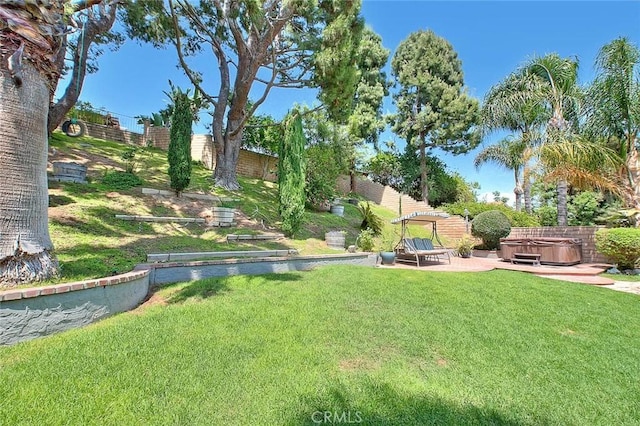 24 Edgebrook Dr, Phillips Ranch, CA 91766 - fenced backyard with a hot tub and a patio