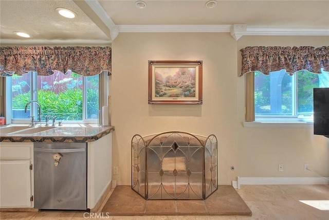 24 Edgebrook Dr, Phillips Ranch, CA 91766 - detailed view of stainless steel dishwasher, crown molding, and recessed lighting