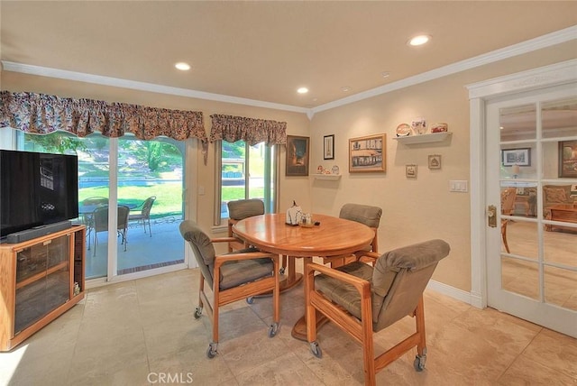 24 Edgebrook Dr, Phillips Ranch, CA 91766 - dining room with ornamental molding, recessed lighting, and light tile patterned flooring